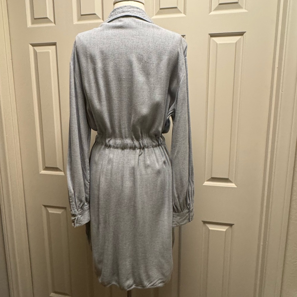 A New Day Gray Soft Flannel Shirt Dress w/Adjustable Waist & Covered Buttons XL - Picture 4 of 11